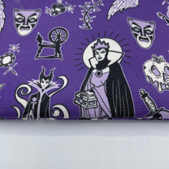 DISNEY LOUNGEFLY cosmetics case / small bag w/ ZIP TOP in PURPLE VILLAINS - VGUC - Picture 6 of 15